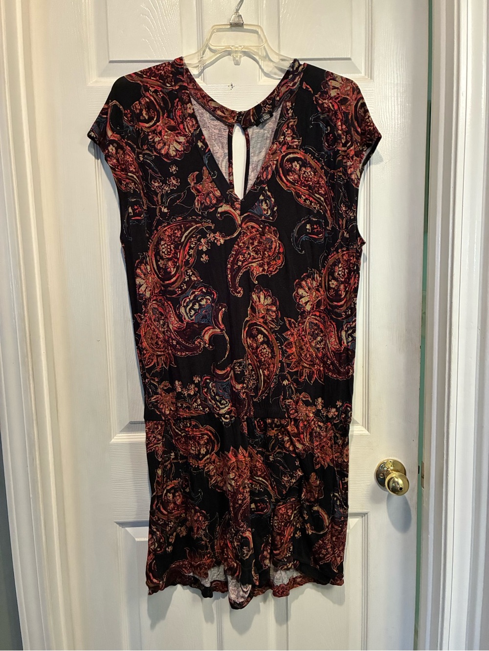 VENUS Deep V Neck Paisley Short Sleeve Romper